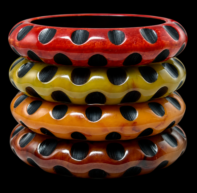 DVF carved & overdyed bakelite bangles